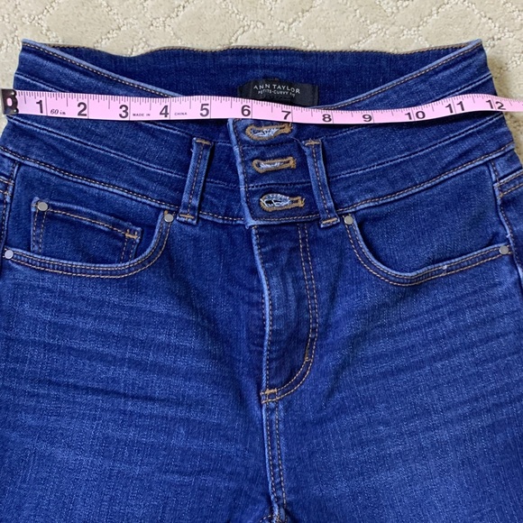 Ann Taylor Petite Curvy Fit Dark Blue Skinny Jeans Size 0P - Picture 5 of 7